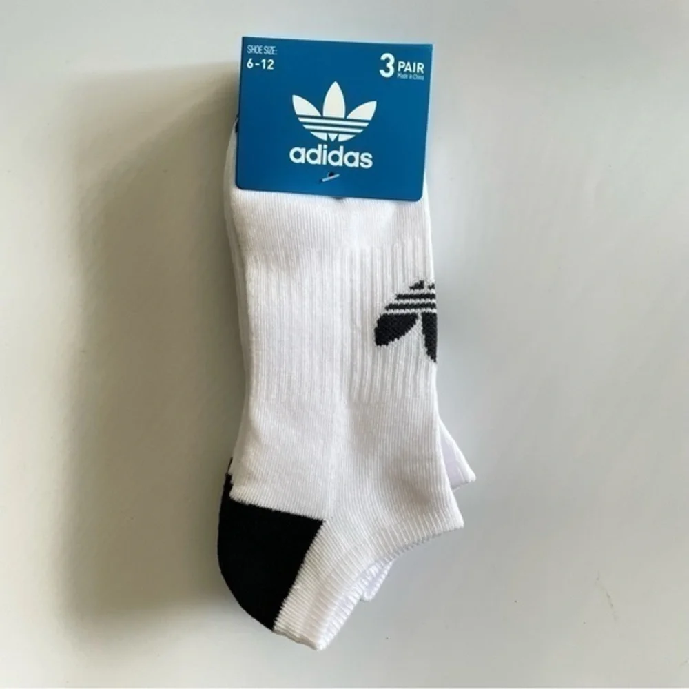 Adidas Men’s no show socks 3 pack size 6-12 white black